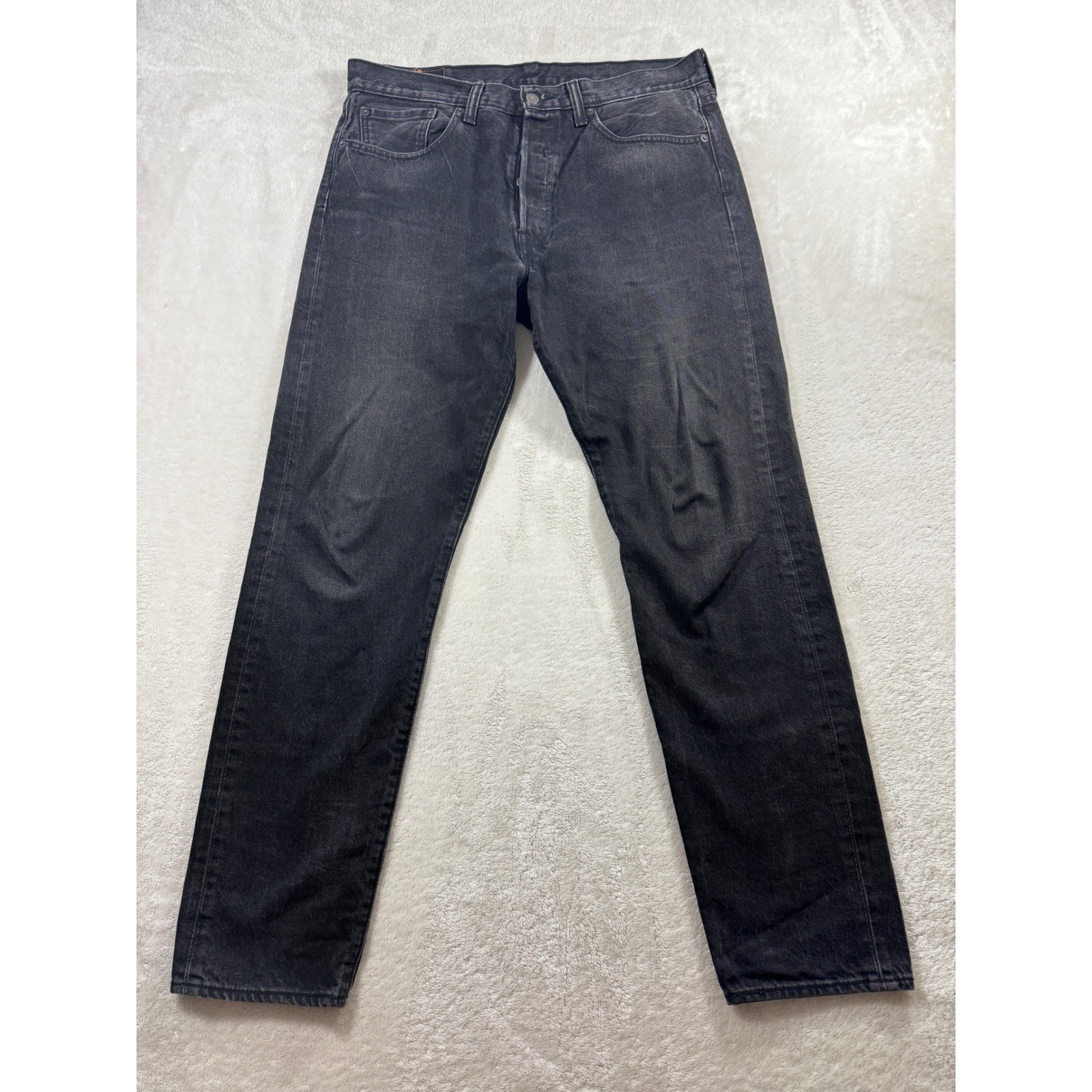 Levis Mens 501 Ct Custom Tapered Black Denim Jeans 34x32 Meas 35x31